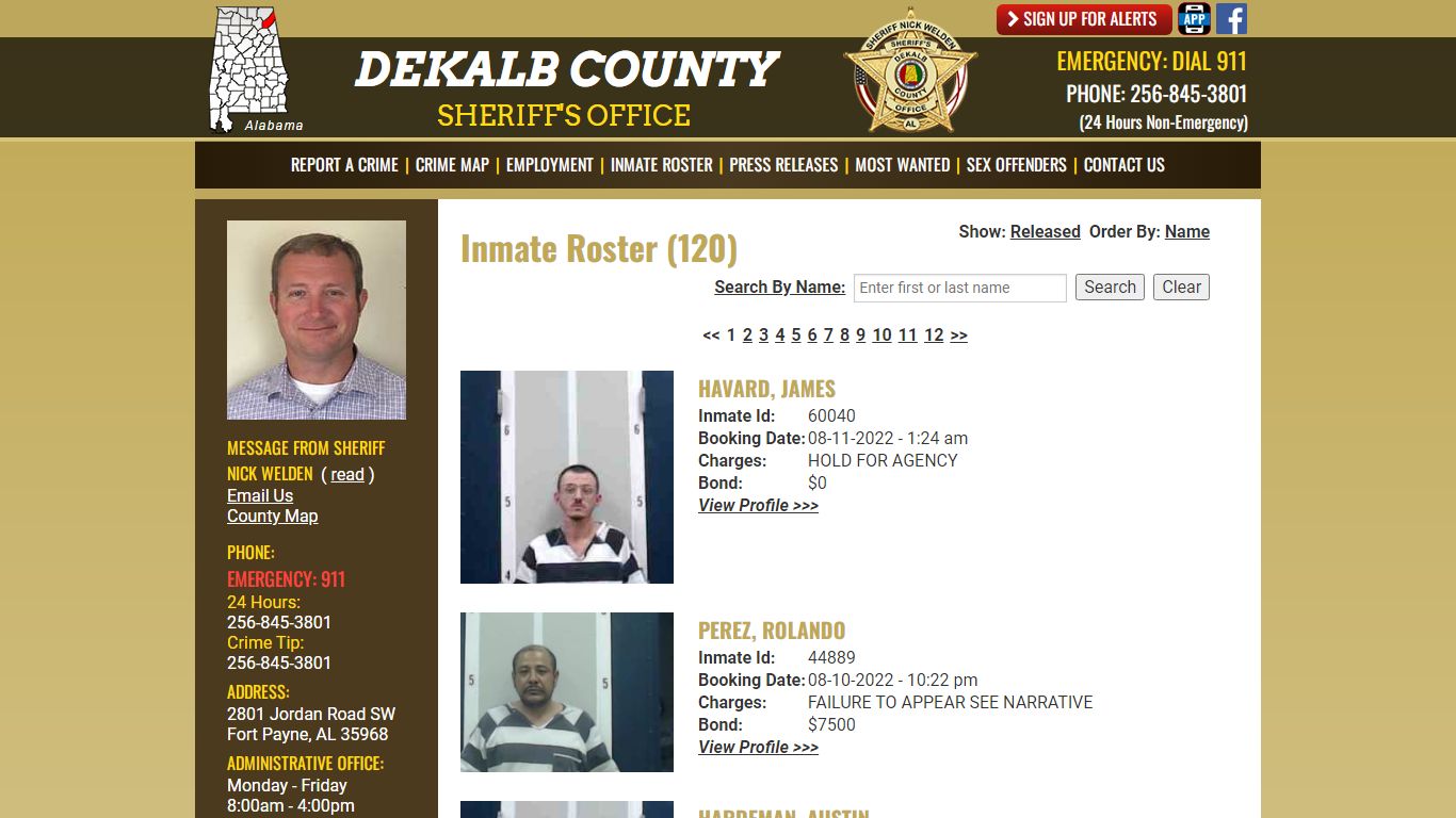 Inmate Roster - Current Inmates Booking Date Descending ...